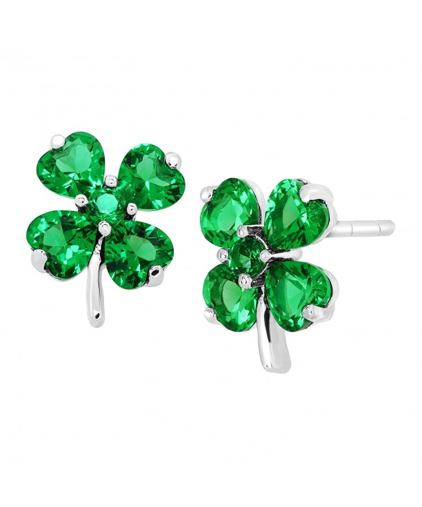 Shamrock Clover Earrings Zirconia Sterling