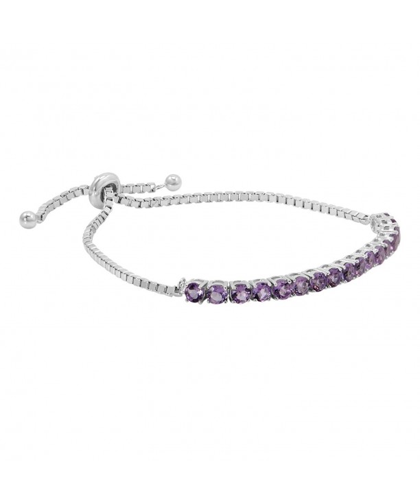 Amethyst Bracelet Sterling Silver Adjustable