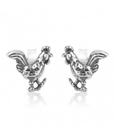 Oxidized Sterling Rooster Chinese Earrings