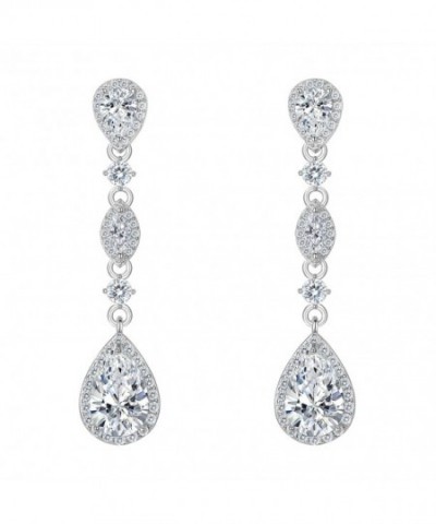 FANZE Zirconia Teardrop Earrings Silver Tone