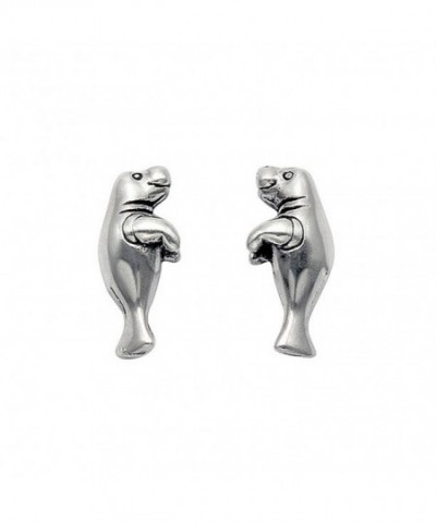 Small Sterling Silver Manatee Earrings