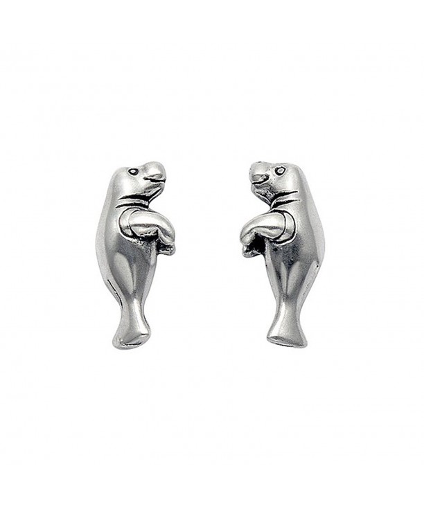 Small Sterling Silver Manatee Earrings