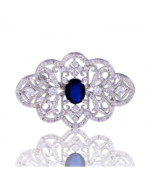 GULICX Brooch Silver Zirconia Sapphire