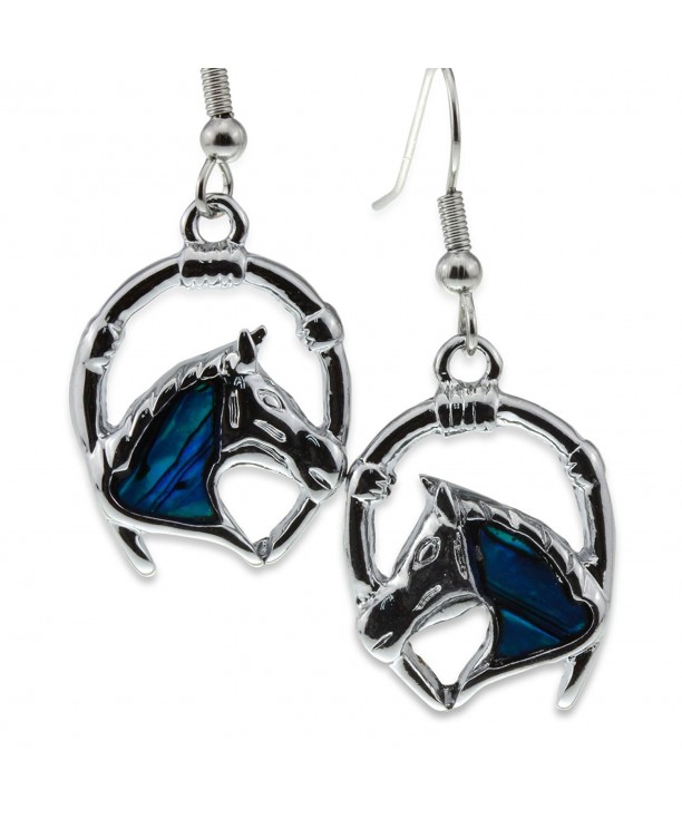 Silver Abalone Horseshoe Earrings Jewelry