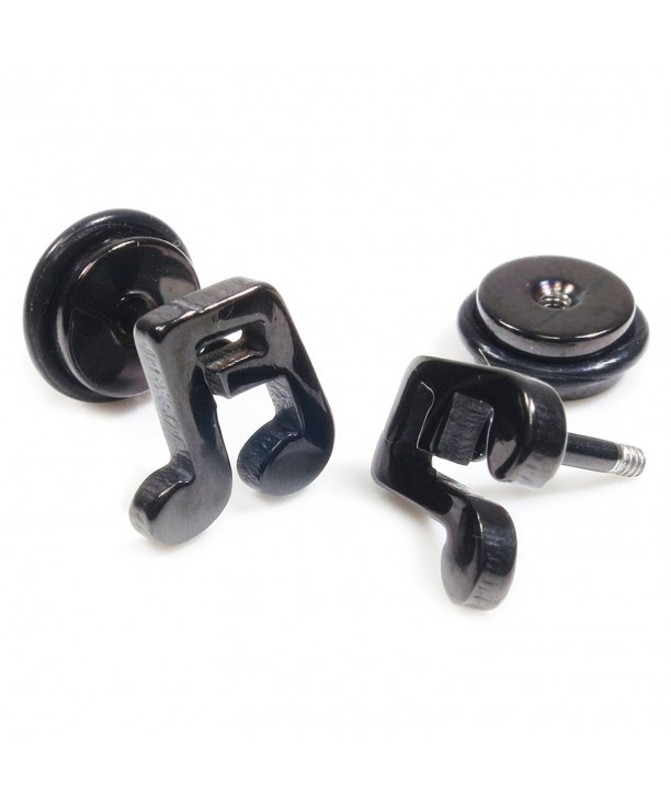 Stainless Steel Black Music Earrings