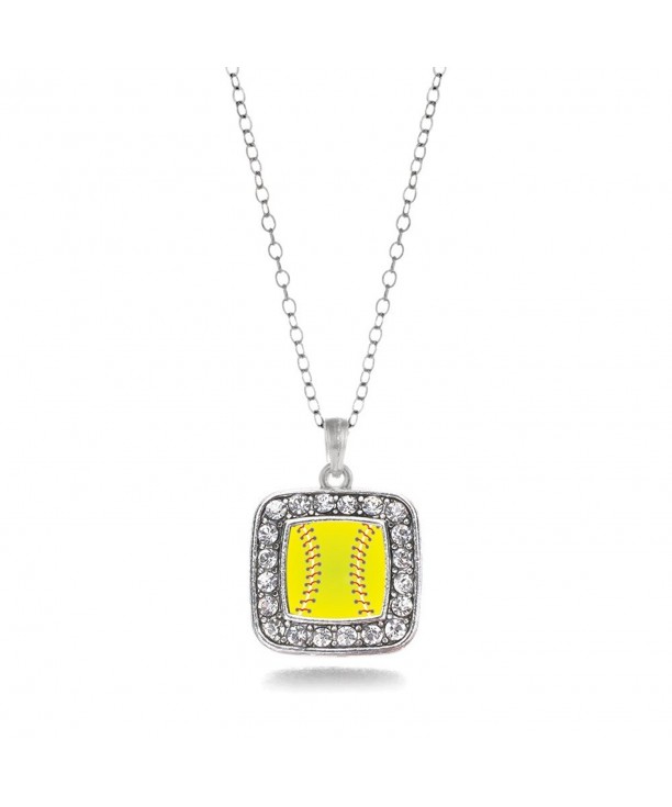 Softball Classic Silver Crystal Necklace
