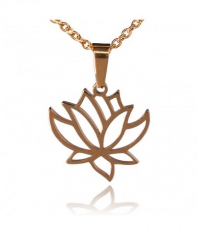 Lotus Flower Stainless Necklace Polished