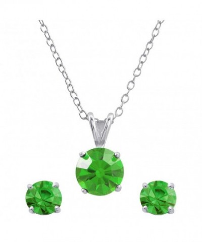 Sterling Earrings Simulated Peridot Necklace