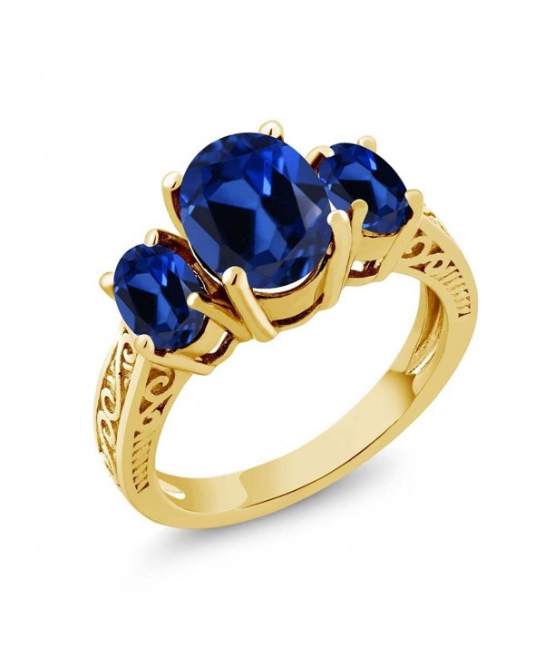 Simulated Sapphire Yellow Plated 3 Stone