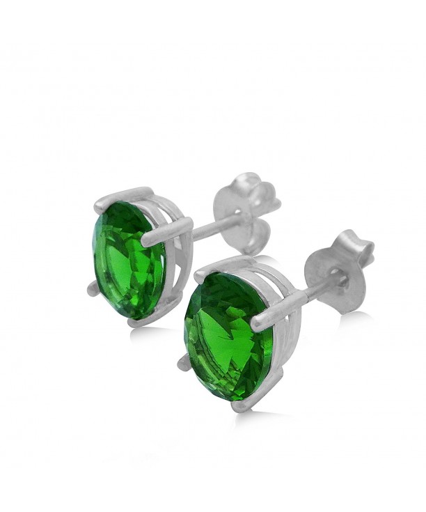 Green Helenite Stud Earrings Sterling