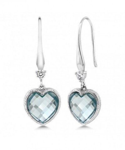 Sterling Checkerboard Created Aquamarine Earrings