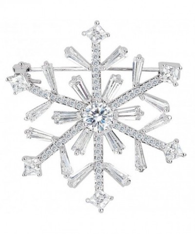 EleQueen Womens Silver tone Zircon Snowflake