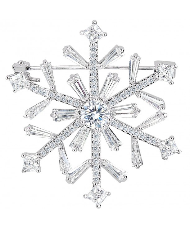 EleQueen Womens Silver tone Zircon Snowflake