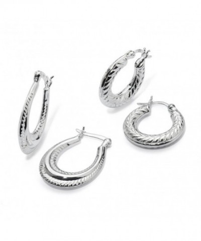 Diamond Cut Oval Hoop Earrings