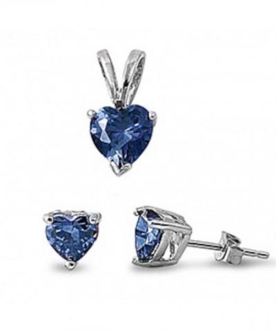Simulated Sapphire Pendant Sterling SC811168 BS