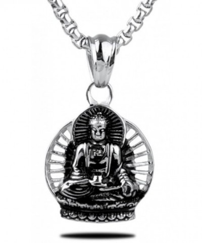 Fashion Titanium Steel Buddha Tag Pendant Necklace With 55CM Chain ...