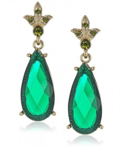 1928 Jewelry Gold Tone Olivine Color Teardrop