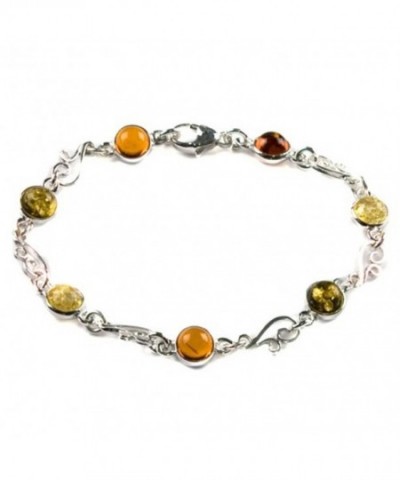 Multicolor Amber Sterling Silver Bracelet