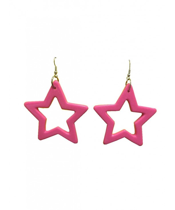 80s Star Earrings Hot Pink