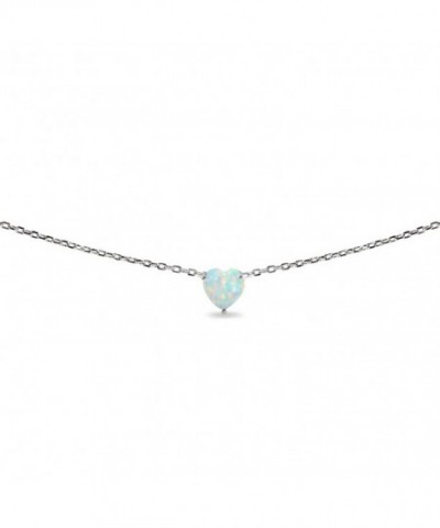 Sterling Heart cut Created Solitaire Necklace