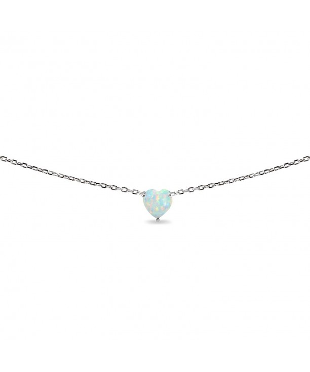 Sterling Heart cut Created Solitaire Necklace