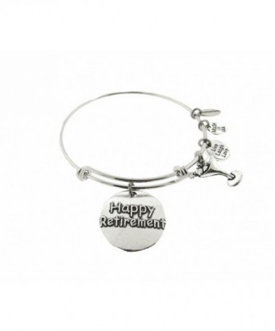 Happy Retirement Silver Expandable Bracelet