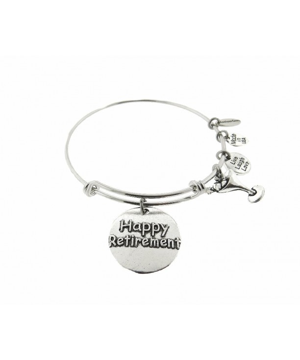 Happy Retirement Silver Expandable Bracelet