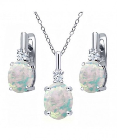 Cabochon Simulated Sterling Pendant Earrings