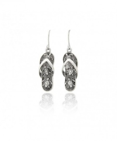 Antiqued Silver Engraved Flip flop Earrings