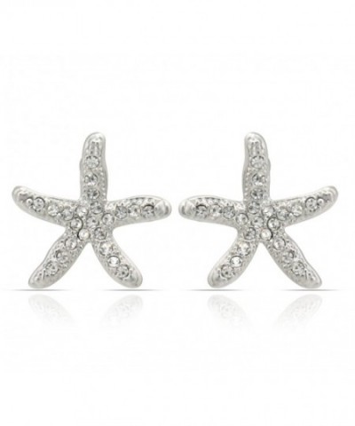 JanKuo Jewelry Rhodium Starfish Earrings