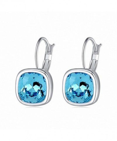 Jewistic Aquamarine Rhodium Plated Earrings Swarovski