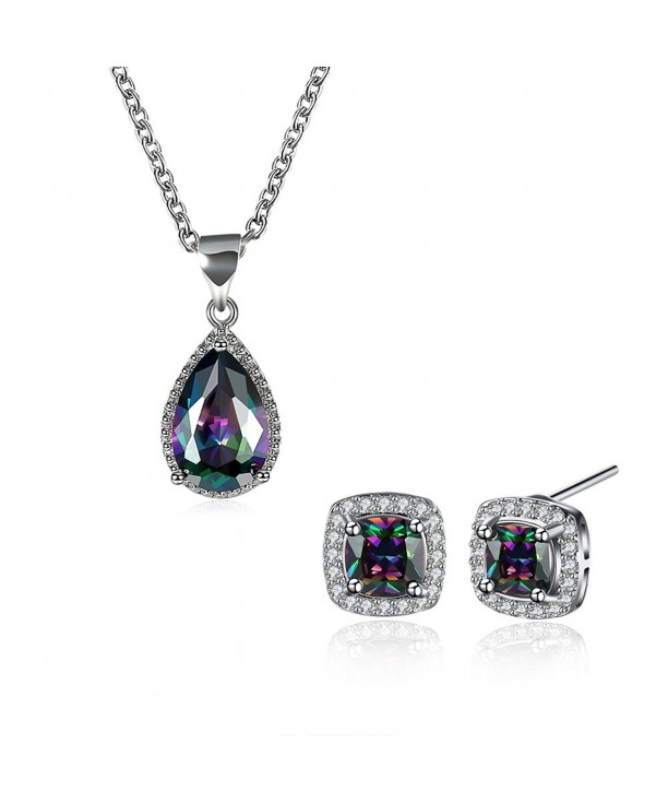 Multicolor Zirconia Earrings Pendant Necklace