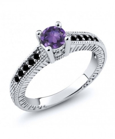 Purple Amethyst Diamond Sterling Engagement