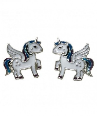DaisyJewel Unicorn Pegasus Silvertone Earrings