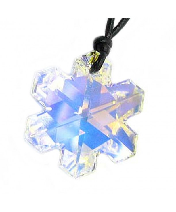 Leather Necklace Swarovski Elements Snowflake