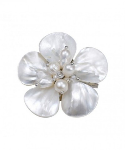 MOP Cultured Pearl Fashion Crystals Stainless Pin Brooch