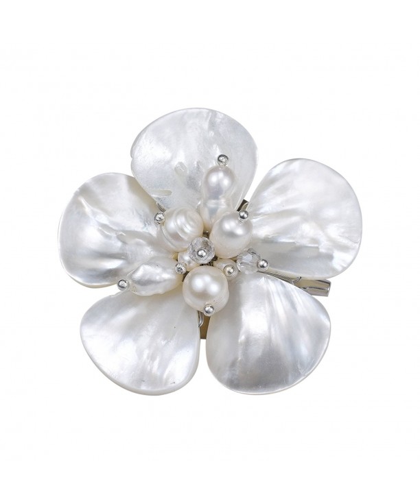 MOP Cultured Pearl Fashion Crystals Stainless Pin Brooch
