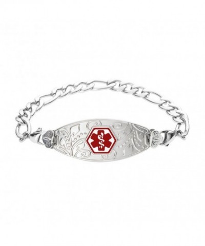 Custom Engraved Lovely Filigree Medical Alert Bracelet -Figaro ...