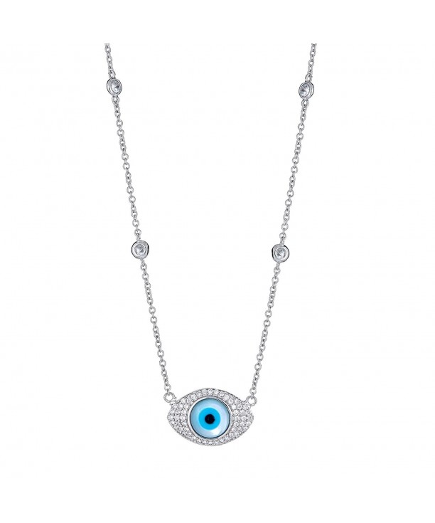 Platinum Sterling Zirconia Necklace Adjustable