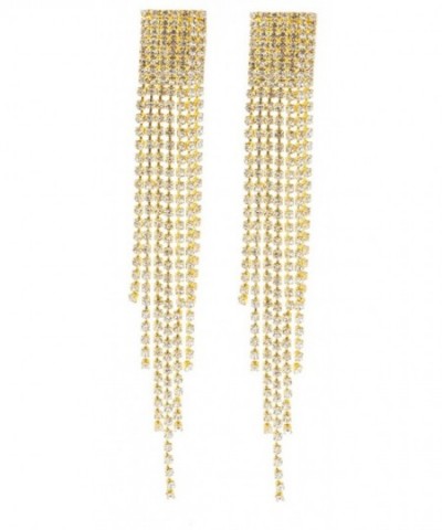 Goldtone Chandelier Tassels Stones Earrings