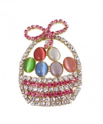 Easter Basket Brooch Sparkling Crystals