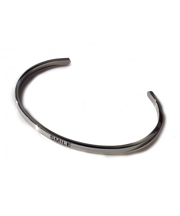 Inspirational Smile Engraved Stainless Bracelet