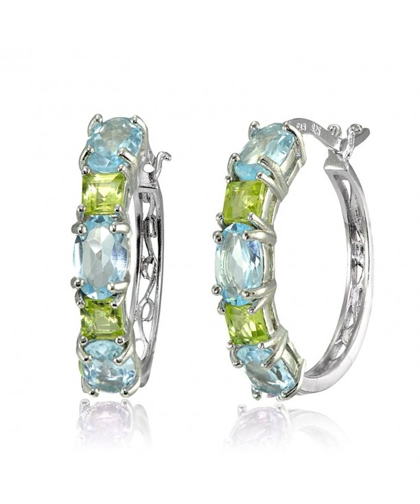 Sterling Princess cut Peridot Filigree Earrings