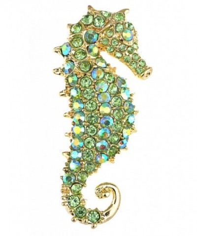 Alilang Peridot Rhinestone Golden tone Seahorse