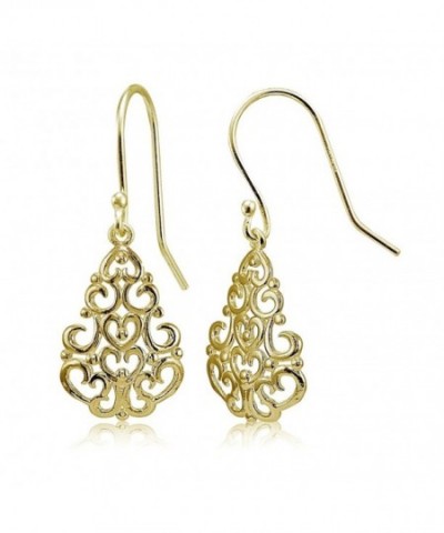 Sterling Polished Chandelier Filigree Earrings