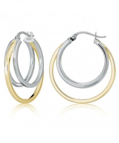 Sterling Silver Two Tone Square Tube Earrings
