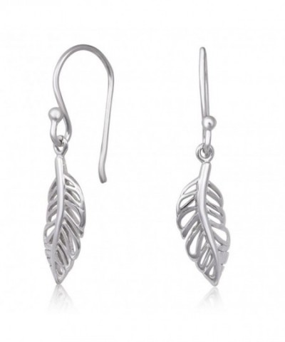 Sterling Silver Feather Rhodium Earrings