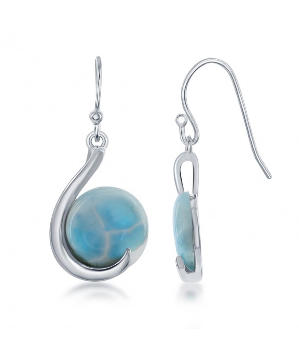 Sterling Silver Natural Larimar Earrings