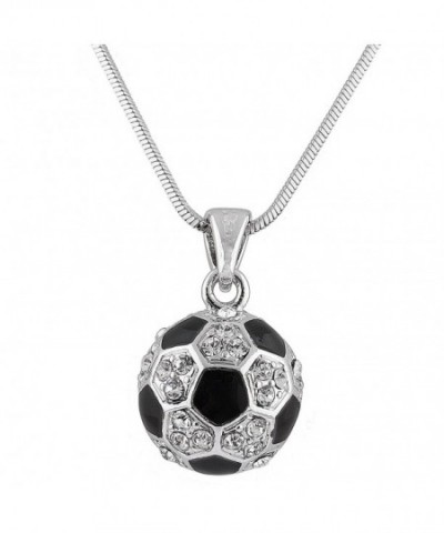 Silvertone Soccer Pendant Necklace B 356