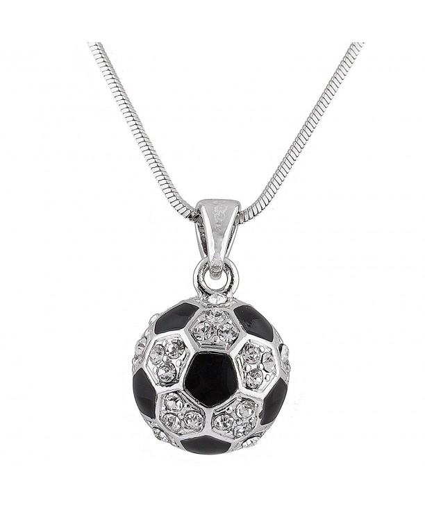 Silvertone Soccer Pendant Necklace B 356